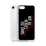 Not All Heroes Use Stairs (Black iPhone Case)