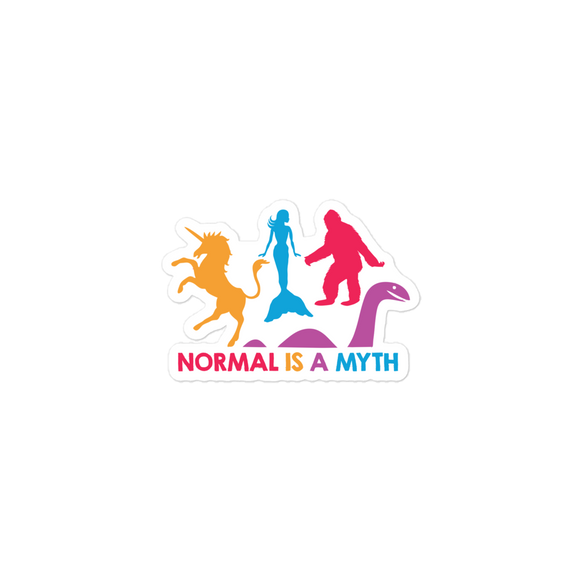 Normal is a Myth (Bigfoot, Mermaid, Unicorn & Loch Ness Monster Pattern) Sticker