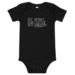 baby onesie babysuit bodysuit See people not labels label disability special needs awareness diversity wheelchair inclusion inclusivity acceptance