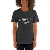 Different Does Not Equal Less (As Seen on Netflix's Raising Dion) Adult Dark Color Shirts with Digital Glitter