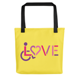 tote bag showing love for the special needs community heart disability wheelchair diversity awareness acceptance disabilities inclusivity inclusion