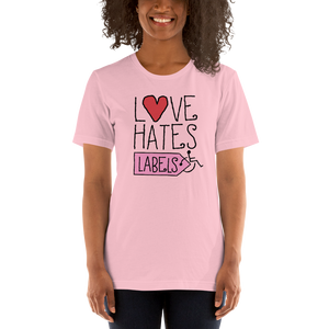 Shirt Love Hates Labels disability special needs awareness diversity wheelchair inclusion inclusivity acceptance