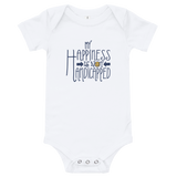 baby onesie babysuit bodysuit my happiness is not handicapped happy handicap quality of life disability disabled disabilities wheelchair fun pity limit restrict
