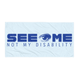 See Me Not My Disability (Halftone) Blue Beach Towel