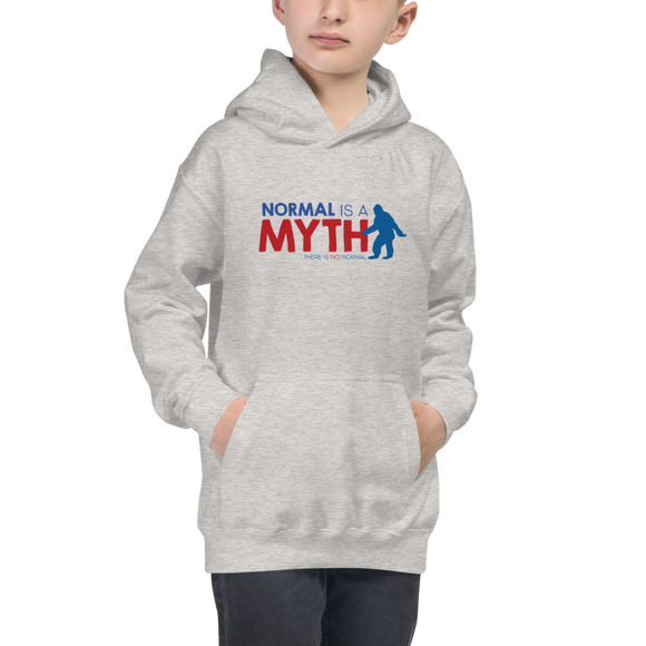 kid's hoodie normal is a myth big foot yeti sasquatch peer pressure popularity disability special needs awareness inclusivity acceptance activism