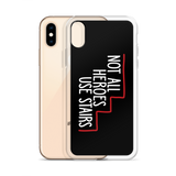Not All Heroes Use Stairs (Black iPhone Case)
