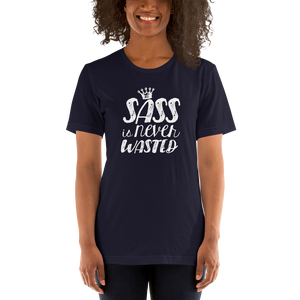 Shirt sass is never wasted sassy Raising Dion Esperanza fan Netflix Sammi Haney girl wheelchair pink glasses disability osteogenesis imperfecta
