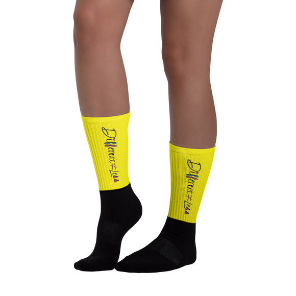 Different Does Not Equal Less (As Seen on Netflix's Raising Dion) Yellow Socks with Digital Glitter