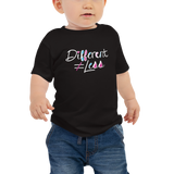 Different Does Not Equal Less (As Seen on Netflix's Raising Dion) Baby Black Shirt with Digital Glitter