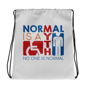 drawstring bag Normal is a myth sign icons people disabled handicapped able-bodied non-disabled popularity disability special needs