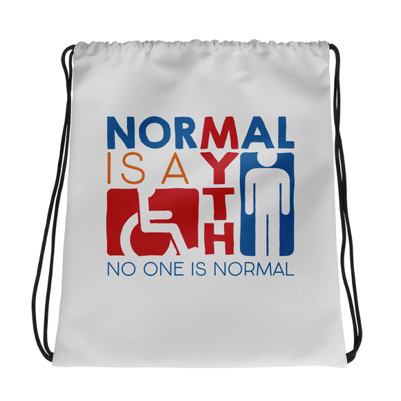 drawstring bag Normal is a myth sign icons people disabled handicapped able-bodied non-disabled popularity disability special needs