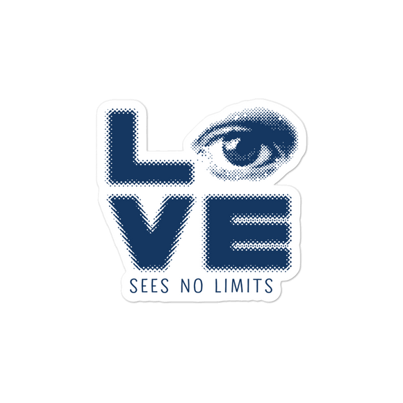 sticker love sees no limits halftone eye luv heart disability special needs expectations future