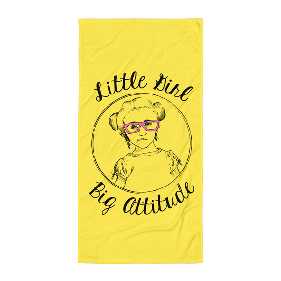 beach towel Little Girl Big Attitude Raising Dion Esperanza fan Netflix Sammi Haney wheelchair pink glasses sass sassy disability osteogenesis imperfecta