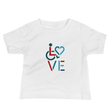 baby Shirt showing love for the special needs community heart disability wheelchair diversity awareness acceptance disabilities inclusivity inclusion