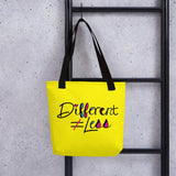 Different Does Not Equal Less (As Seen on Netflix's Raising Dion) Yellow Tote bag