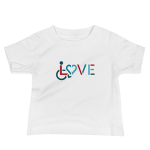 baby Shirt showing love for the special needs community heart disability wheelchair diversity awareness acceptance disabilities inclusivity inclusion