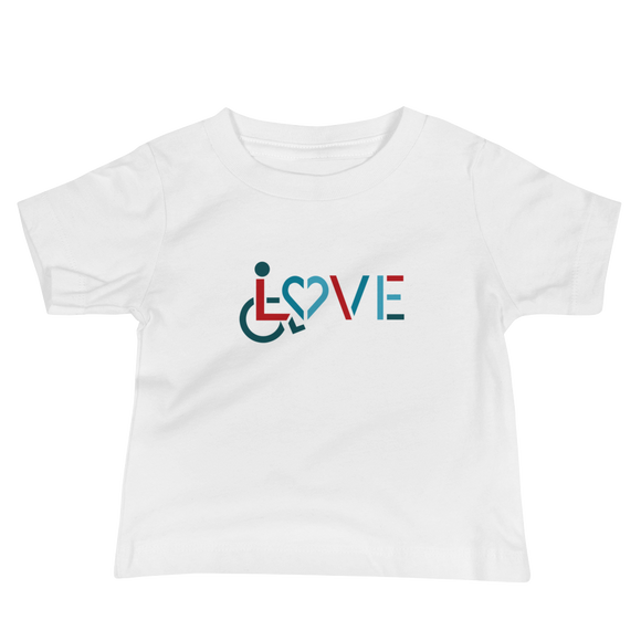 baby Shirt showing love for the special needs community heart disability wheelchair diversity awareness acceptance disabilities inclusivity inclusion