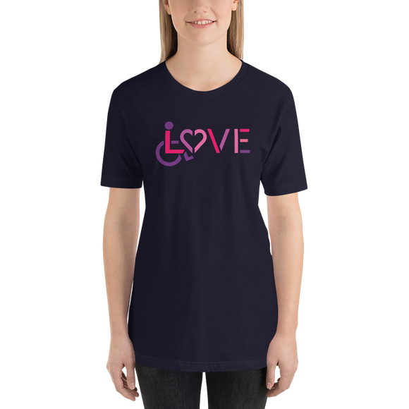 Shirt showing love for the special needs community heart disability wheelchair diversity awareness acceptance disabilities inclusivity inclusion