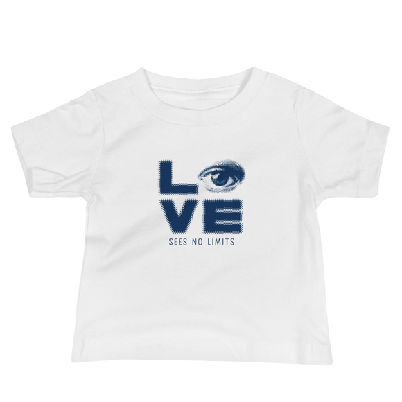 baby Shirt love sees no limits halftone eye luv heart disability special needs expectations future