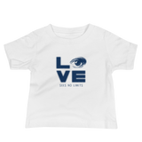 baby Shirt love sees no limits halftone eye luv heart disability special needs expectations future