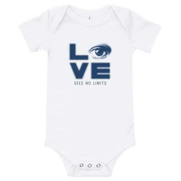 baby onesie babysuit bodysuit love sees no limits halftone eye luv heart disability special needs expectations future