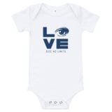 baby onesie babysuit bodysuit love sees no limits halftone eye luv heart disability special needs expectations future