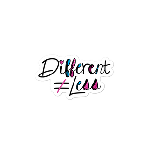 sticker Different Does Not Equal Less Netflix Raising Dion Esperanza Sammi Haney #DDNEL disability inclusion wheelchair awareness