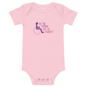 baby onesie babysuit bodysuit see the person not the disability wheelchair inclusion inclusivity acceptance special needs awareness diversity