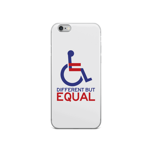 iPhone Case different but equal disability logo equal rights discrimination prejudice ableism special needs awareness diversity wheelchair inclusion acceptance