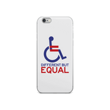 iPhone Case different but equal disability logo equal rights discrimination prejudice ableism special needs awareness diversity wheelchair inclusion acceptance