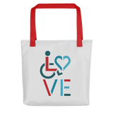 tote bag showing love for the special needs community heart disability wheelchair diversity awareness acceptance disabilities inclusivity inclusion