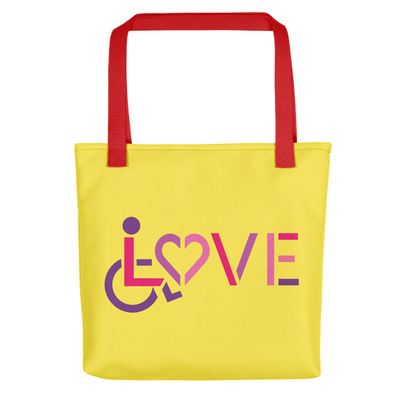 tote bag showing love for the special needs community heart disability wheelchair diversity awareness acceptance disabilities inclusivity inclusion