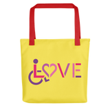 tote bag showing love for the special needs community heart disability wheelchair diversity awareness acceptance disabilities inclusivity inclusion