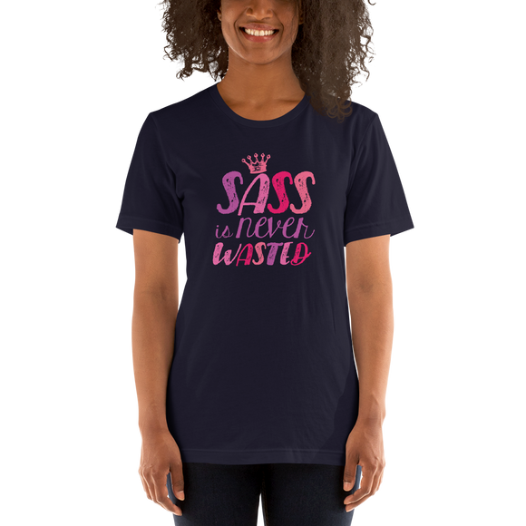 Shirt sass is never wasted sassy Raising Dion Esperanza fan Netflix Sammi Haney girl wheelchair pink glasses disability osteogenesis imperfecta