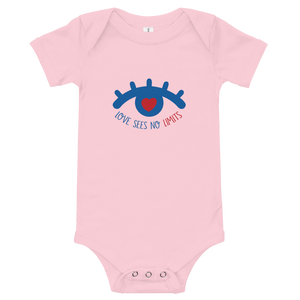 baby onesie babysuit bodysuit love sees no limits luv heart eye disability special needs expectations future lash