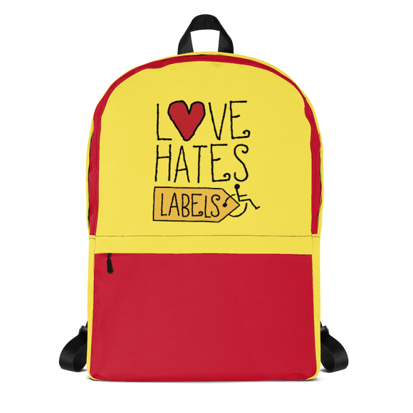 school backpack Love Hates Labels disability special needs awareness diversity wheelchair inclusion inclusivity acceptance
