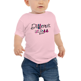 Different Does Not Equal Less (As Seen on Netflix's Raising Dion) White/Pink Baby Shirt