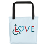 tote bag showing love for the special needs community heart disability wheelchair diversity awareness acceptance disabilities inclusivity inclusion