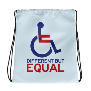 drawstring bag different but equal disability logo equal rights discrimination prejudice ableism special needs awareness diversity wheelchair inclusion acceptance