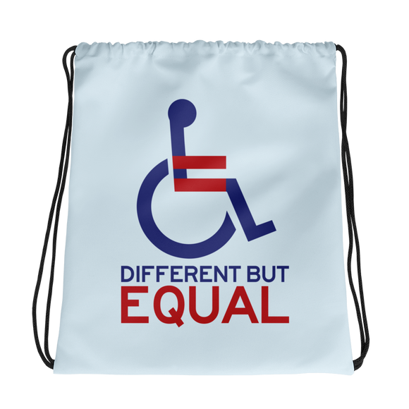 drawstring bag different but equal disability logo equal rights discrimination prejudice ableism special needs awareness diversity wheelchair inclusion acceptance