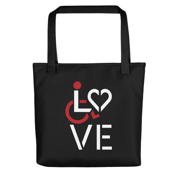 tote bag showing love for the special needs community heart disability wheelchair diversity awareness acceptance disabilities inclusivity inclusion