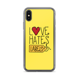 Love Hates Labels (Yellow iPhone Case)