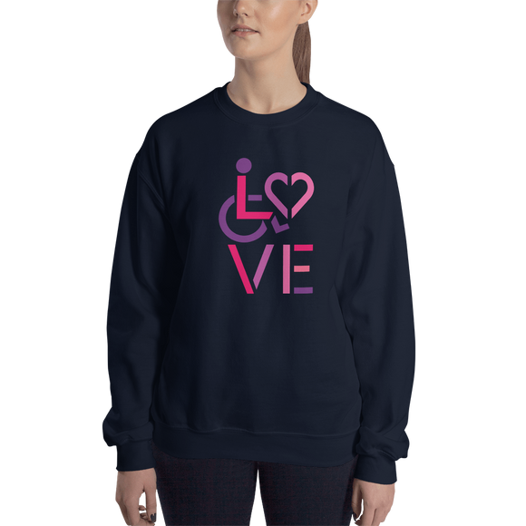 sweatshirt showing love for the special needs community heart disability wheelchair diversity awareness acceptance disabilities inclusivity inclusion