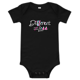 Different Does Not Equal Less (As Seen on Netflix's Raising Dion) Baby Onesie Black