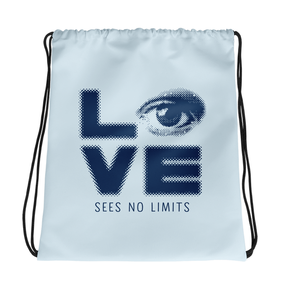 drawstring bag love sees no limits halftone eye luv heart disability special needs expectations future
