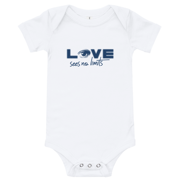 baby onesie babysuit bodysuit love sees no limits halftone eye luv heart disability special needs expectations future