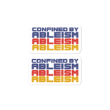 stickers Confined by Ableism confined to a wheelchair bound ableism ableist disability rights discrimination prejudice special needs awareness diversity inclusion