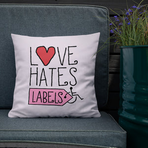 pillow Love Hates Labels disability special needs awareness diversity wheelchair inclusion inclusivity acceptance