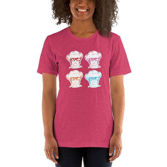 Shirt 4 Different Colored Faces with Outline of Sammi Haney Esperanza Netflix Raising Dion fan sassy wheelchair pink glasses disability osteogenesis imperfecta OI
