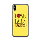 Love Hates Labels (Yellow iPhone Case)